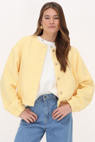 Gelbe Bomber Jacke mit Tweed