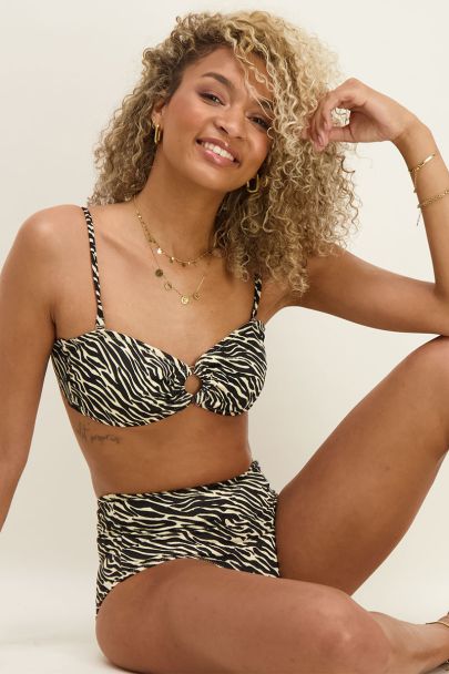 Bandeau bikini top met zebraprint