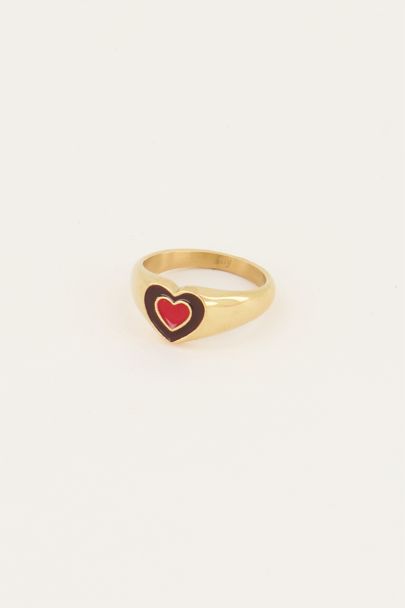 Signet ring with a red heart
