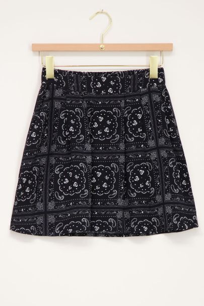 Black skirt with white bandana print