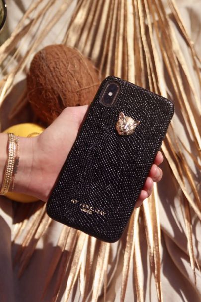 Coque de téléphone noire léopard