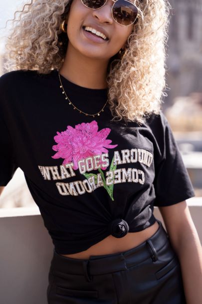 Black what comes around T-shirt