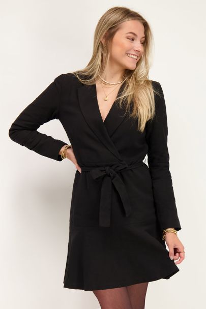 Black long-sleeved blazer dress 