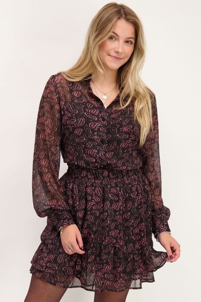 Zwarte blouse met paisley print