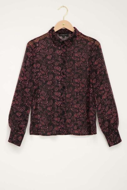 Zwarte blouse met paisley print