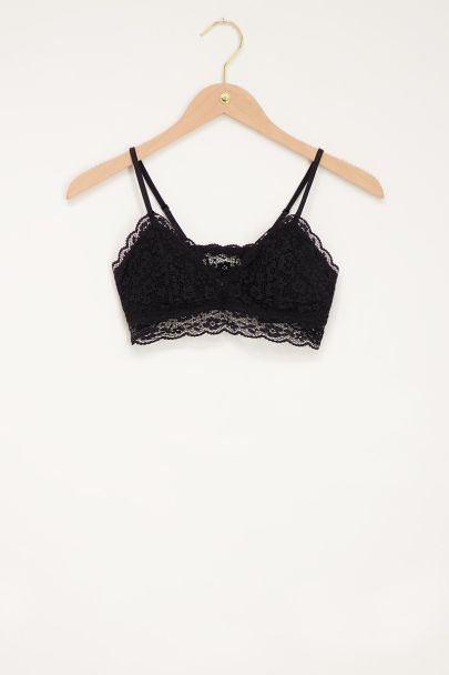 Zwarte bralette met kanten bloemen
