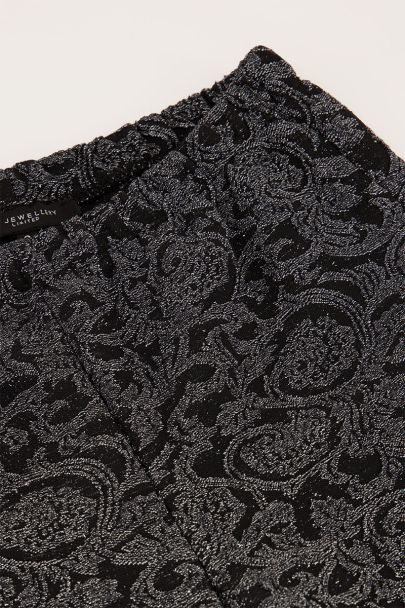 Zwarte flared broek met barok print