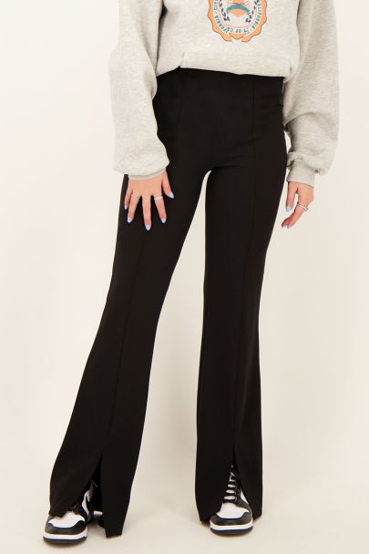 Black split flared trousers 