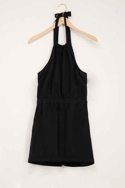 Zwarte halter playsuit