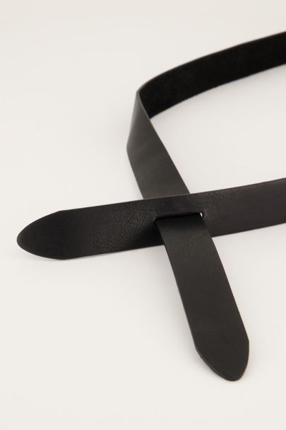 Black leather tie belt 