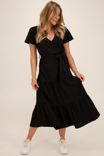 Robe midi noire plissée