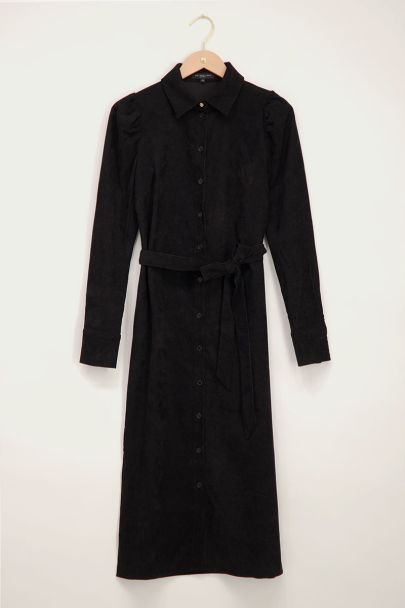 Zwarte midi jurk met ribstructuur