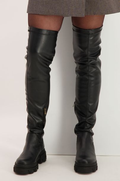 Black thigh-high boots