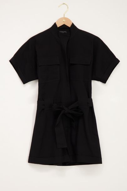 Black playsuit with chest pockets