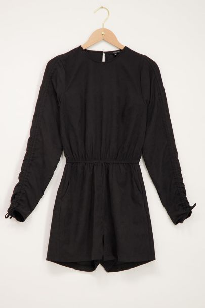 Black playsuit with drawstring