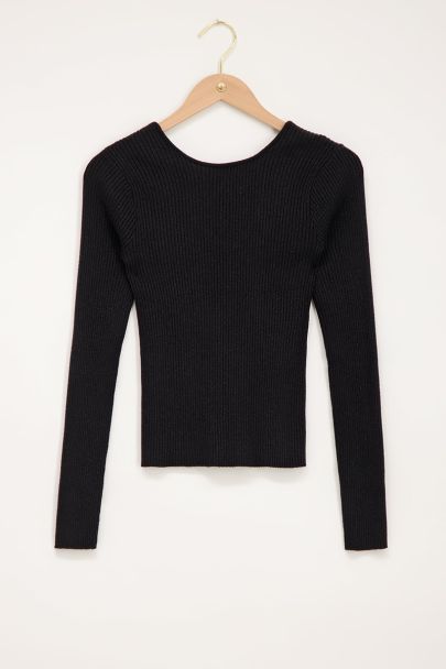 Black glitter rib top 