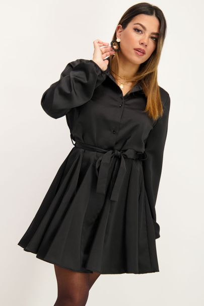 Black satin look blouse dress