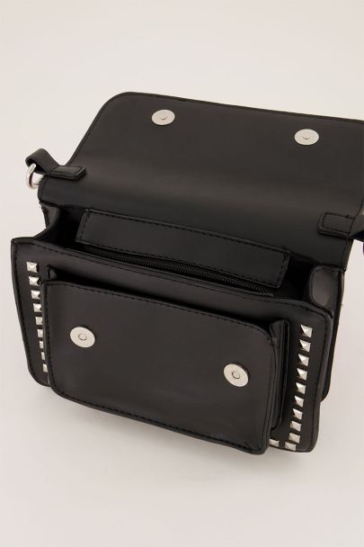 Black handbag with large silver studs