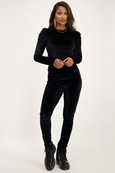 Black velvet split leggings  