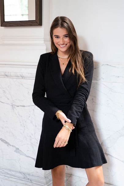 Robe blazer noire à manches longues 