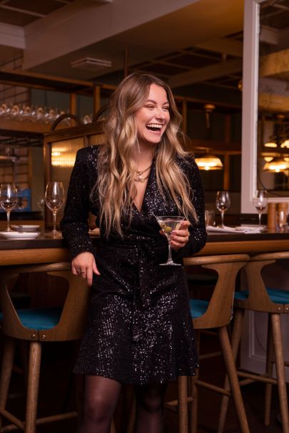 Zwarte blazer jurk met pailletten