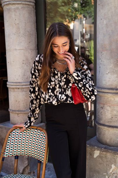 Black blouse with spotted print