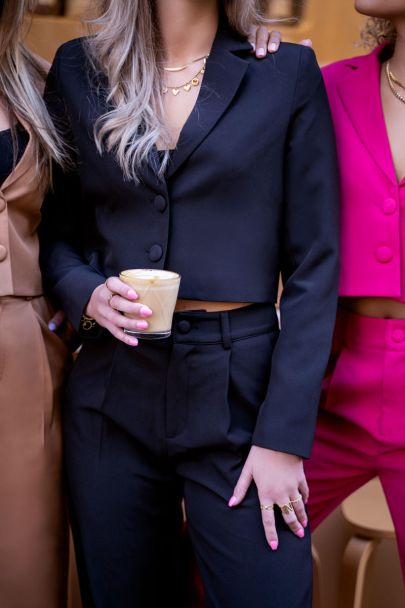 Black cropped blazer with buttons