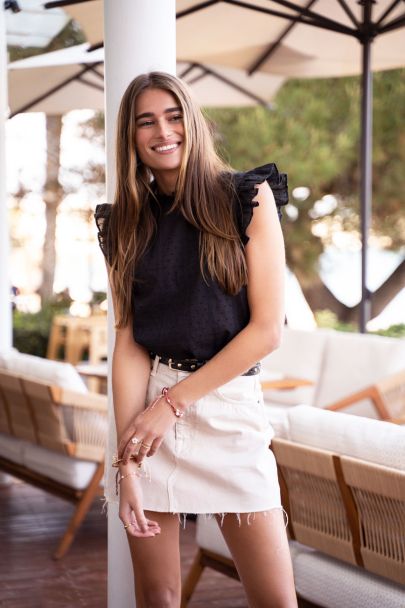 Black dotted high neck top