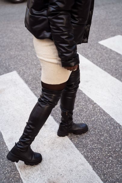 Black thigh-high boots