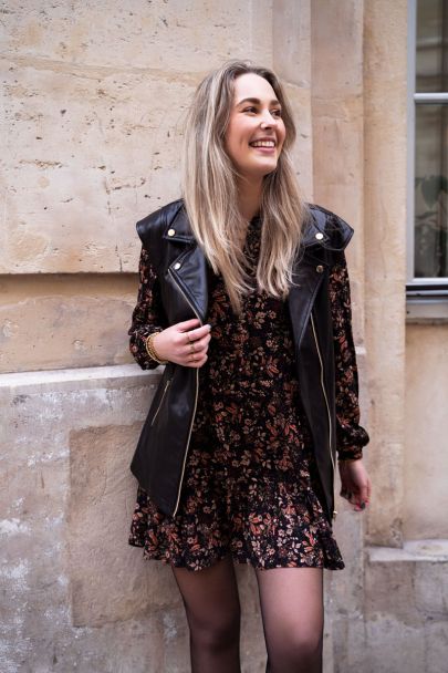 Zwarte oversized leatherlook gilet