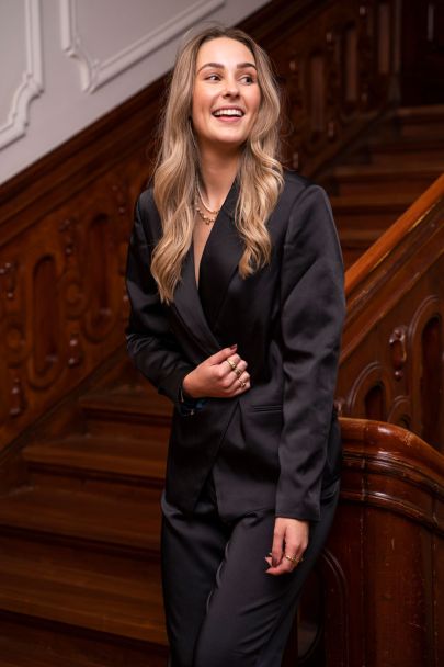 Zwarte satijnen look blazer