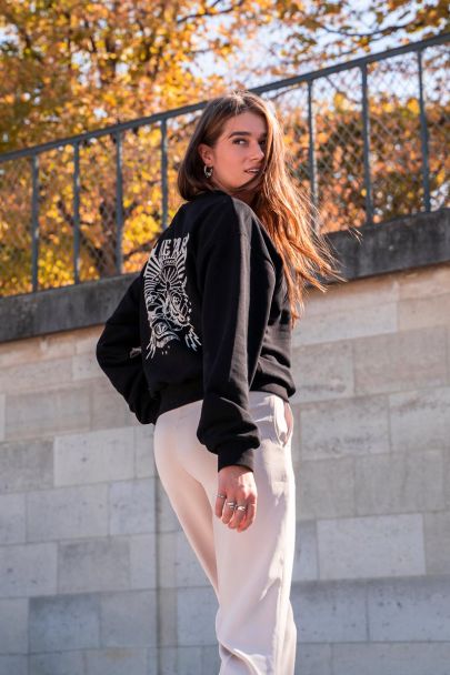 Sweat noir à imprimé La Vie à Paris