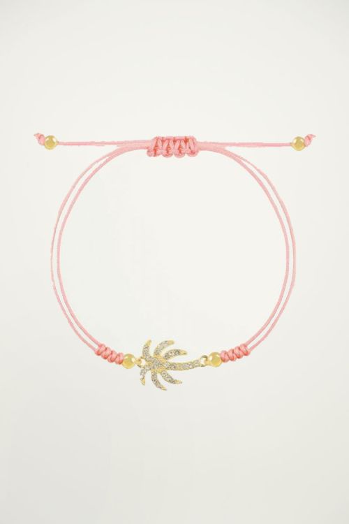 Armband strass palmboom, touwarmbandje