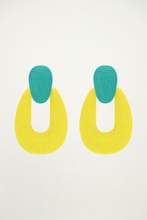 Geel & groen oorhangers retro My Jewellery