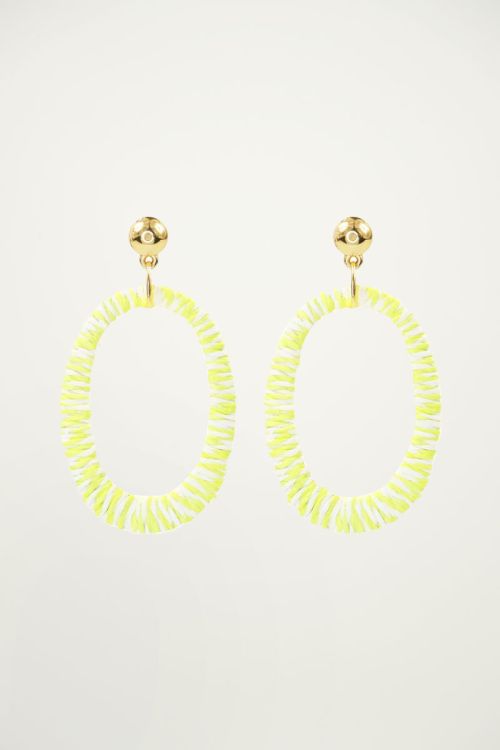 Gele statement oorhangers ovaal, statement oorbellen