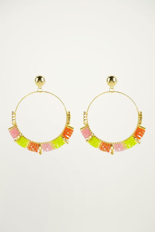 Gele oorbellen kralen, statement oorbellen My Jewellery