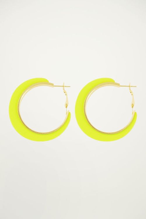 Neon gele oorringen, statement oorbellen my Jewellery