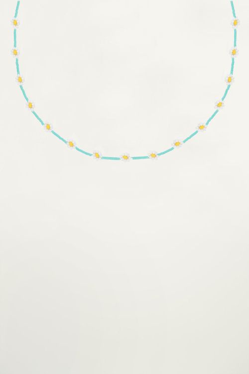 turqoise daisy choker, beaded choker My jewellery 