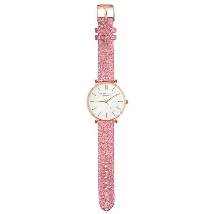 roze glitter horloge