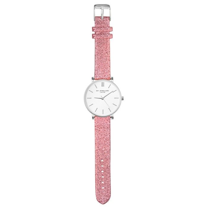 roze glitter horloge