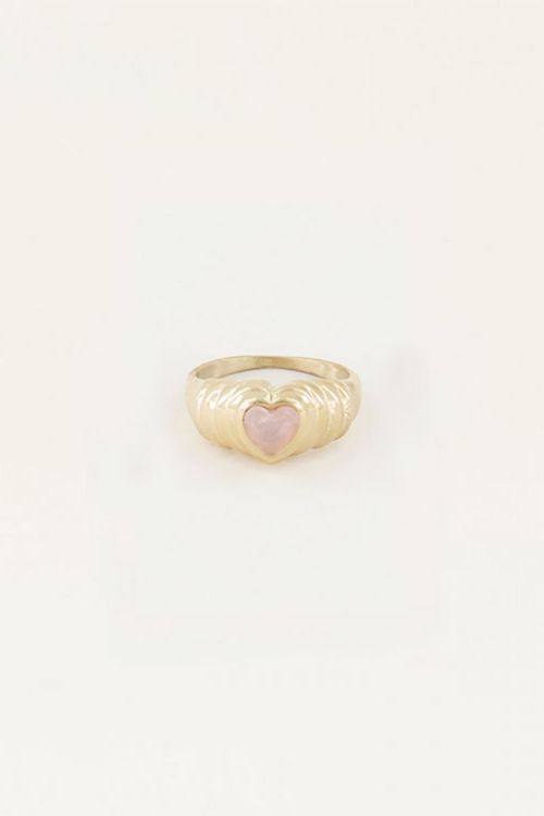 Ring rose quartz hartje, rozenkwarts ring