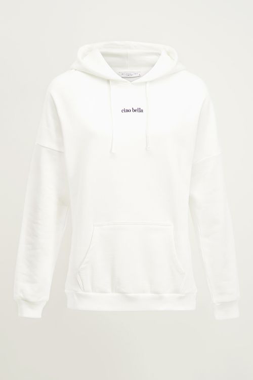 Witte Hoodie Ciao Bella, capuchontrui | My Jewellery