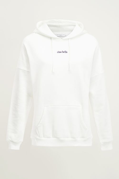 Witte Hoodie Ciao Bella, capuchontrui