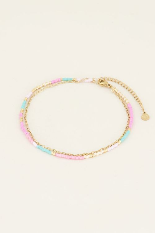 Dubbel enkelbandje kralen & schakels | My Jewellery
