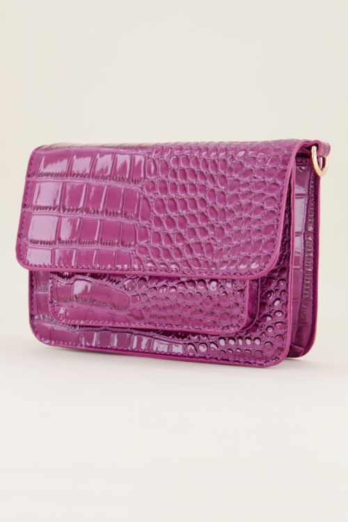 Paarse schoudertas croco print | My Jewellery