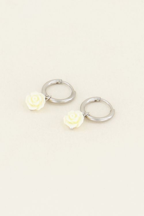 Witte oorbellen roosjes | My Jewellery