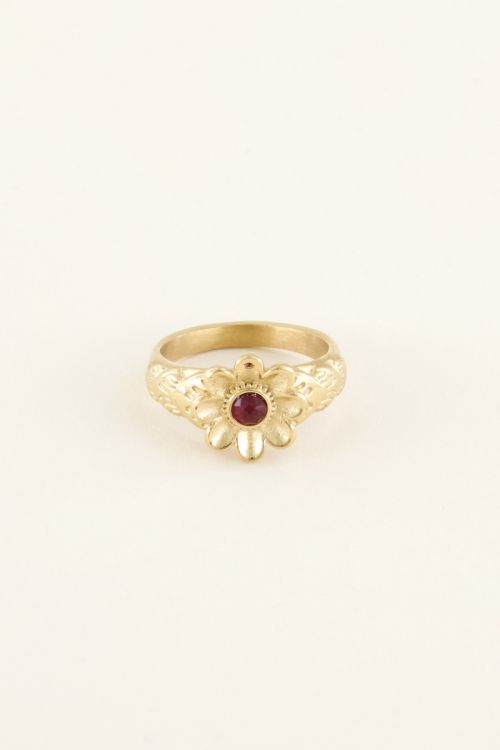 Ring with flower & stone | Rings | My Jewellery