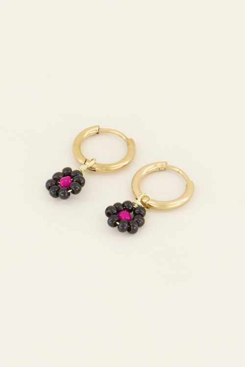 Oorbellen zwarte bloemetjes | Oorbellen | My Jewellery