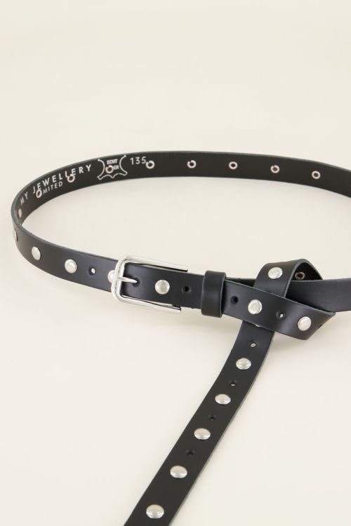 Leather belt with silver-coloured studs | My Jewellery