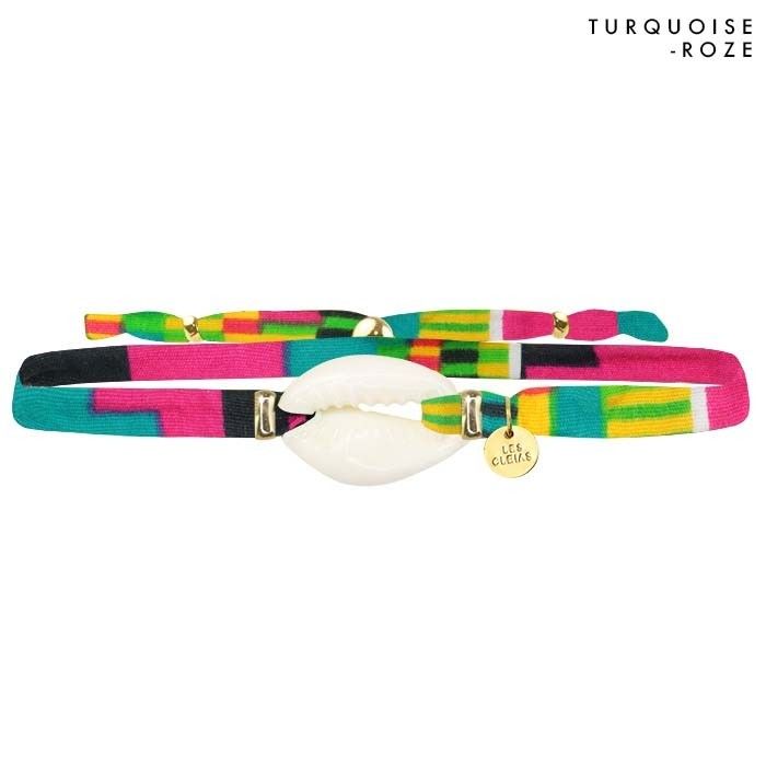My Jewellery Armbandje stof afrika stijl kleuren schelp